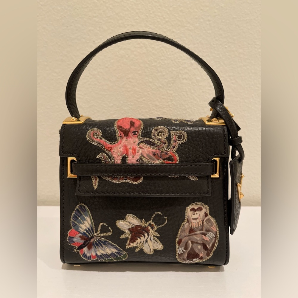Valentino Animali Fantastici Embroidered Rockstud Micro Tote Bag, Mini Bag
